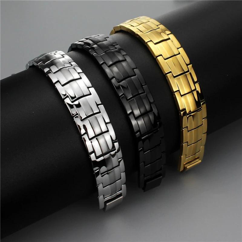 

Fashion 15mm Stainless Steel Chain Bracelet For Women Men Braided Jewelry Simple Double Layers Magntic Stone Bangles Couple Gift