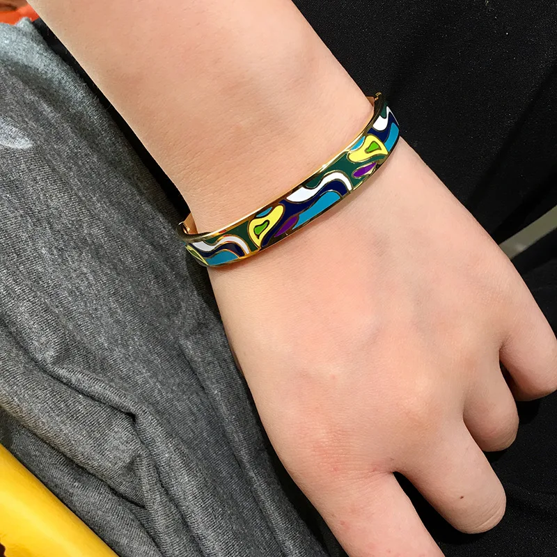 

2020 fashion jewelry gold plated stainless steel colorful oil bangle bracelet for women best gift