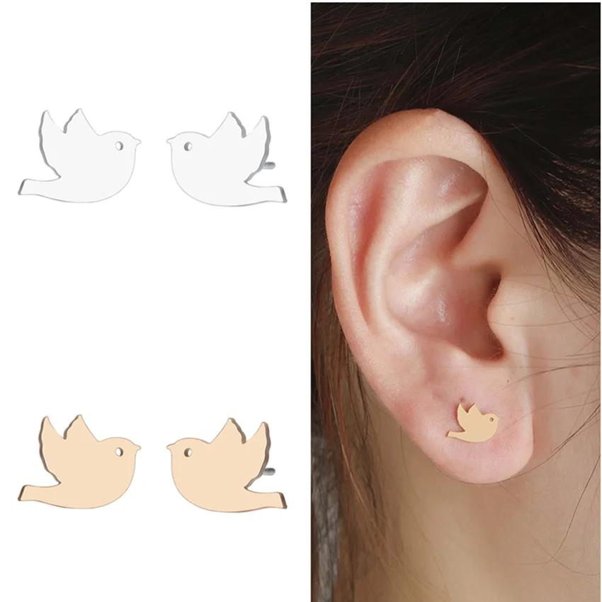 

Kinitial Fashion Charm Animal Earing Tiny Flying Bird Stud Earring for Women Kids Party Birthday Bijoux Boho Earring oorbellen