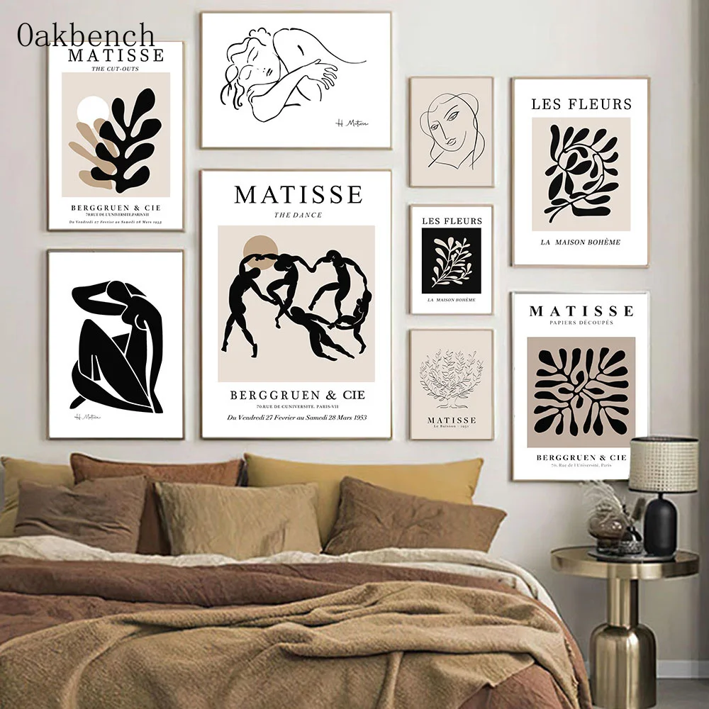 

Matisse Wall Art Picture Coral Leaf Painting Line Woman Body Canvas Prints Nordic Posters And Prints For Living Room Decoration