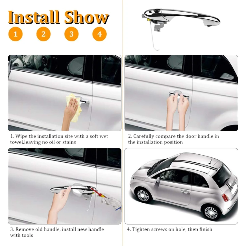 Внешняя хромированная внешняя дверная ручка для Fiat 500 2012- 735592014 комплект для Ламбо-дверей renault kajar citroen xsara дверная ручка