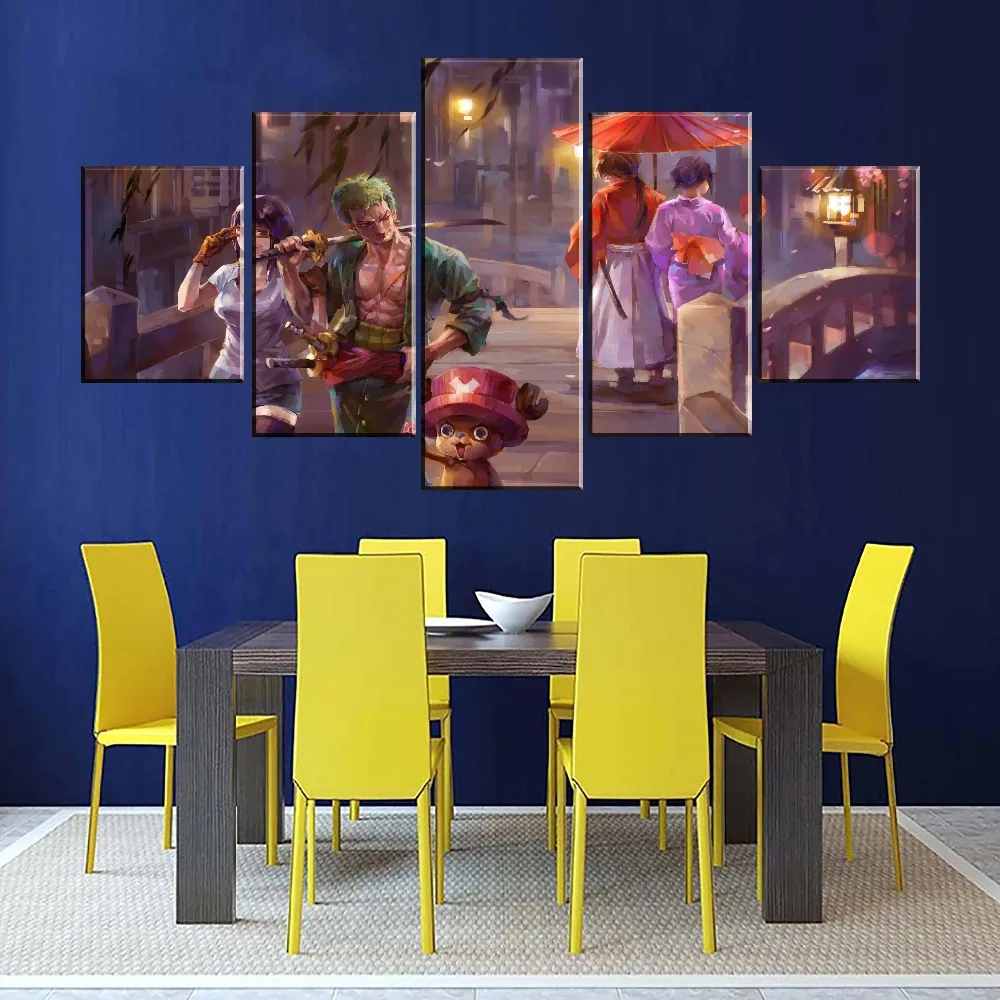 Модульные настенные картины для гостиной 5 шт. мультяшный постер цельный холст