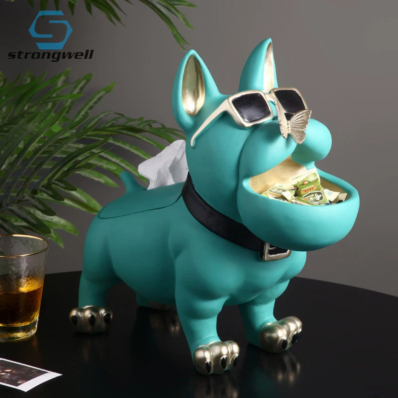 

Strongwell Multifunction Bulldog Storage Ornaments Home Decor Tissue Box Living Room Porch Display Furnishings Resin Crafts