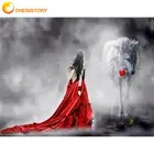 CHENISTORY Набор для рисования по номерам для детей красное платье девочка с изображением волка по номеру акриловая краска на канве