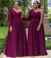 vestidos de dama de honor plus size a line bridesmaid dresses 2022 one shoulder long sleeves african party formal banquet gowns