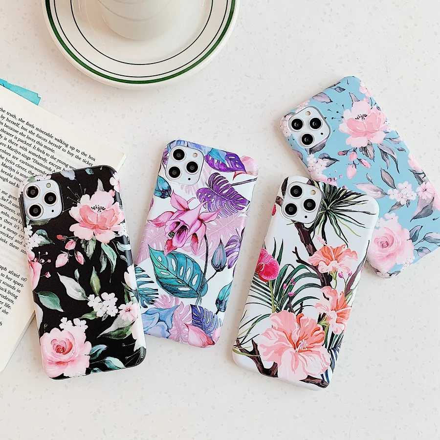 Новый Модный чехол для телефона с листьями цветов iPhone 6 S 7 8 Plus мягкий силиконовый X