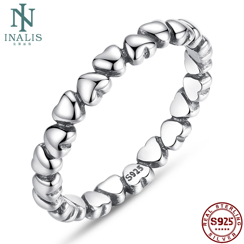 INALIS натуральная 925 пробы Серебряное кольцо любовь навсегда сердце-shape форме