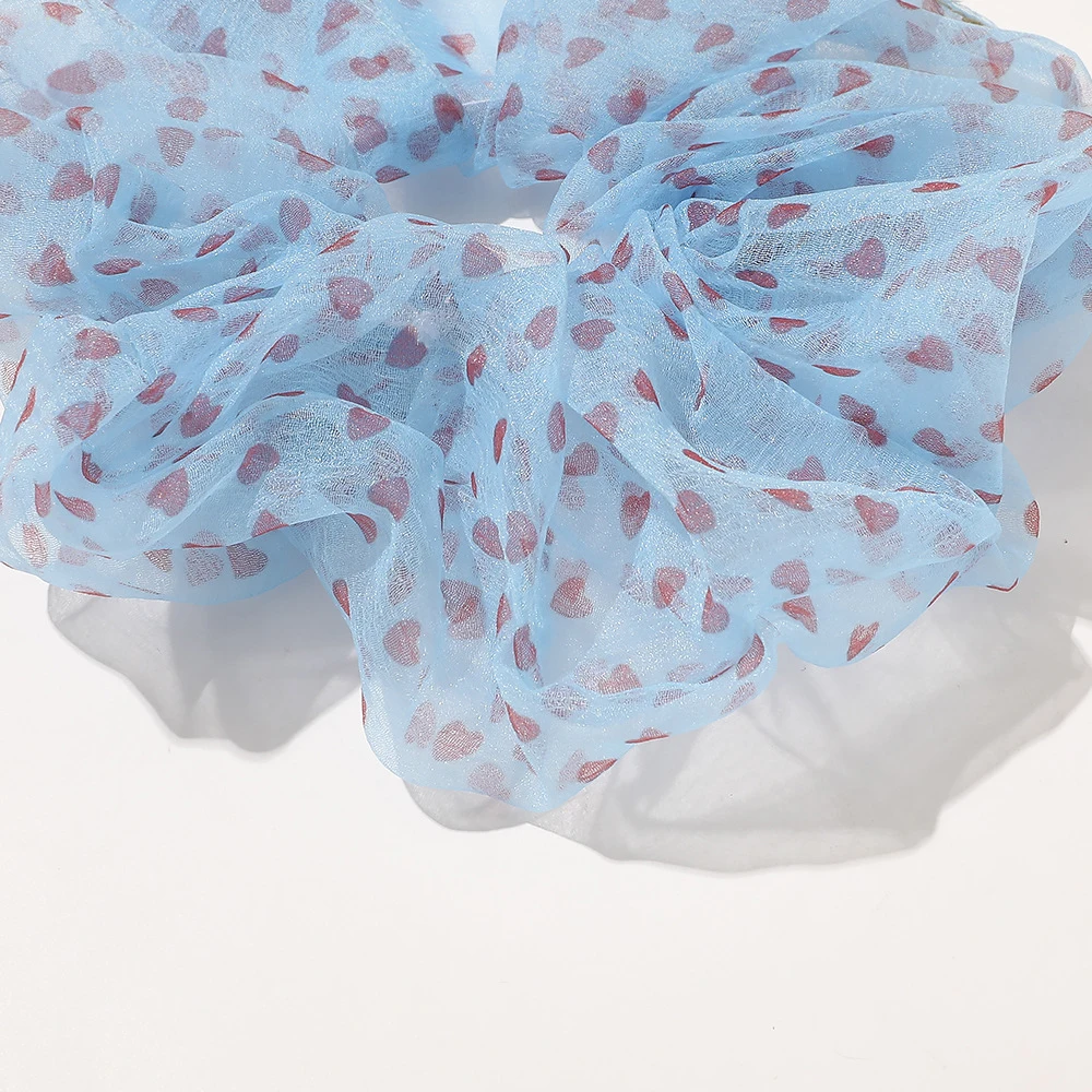 Ins Oversized Organza Scrunchies Women Heart Scrunchie Elastic Hair Bands Girls Headwear Rubber Ties Big Ponytail Holder |