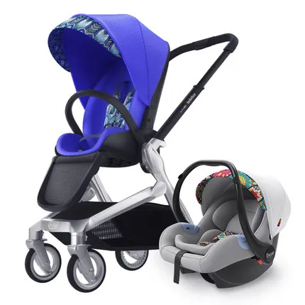 blue with carseat Портативный складной светильник для новорожденных, детская коляска, детская коляска, переносная коляска с высоким пейзажем, детская коляска - Цвет: blue with carseat