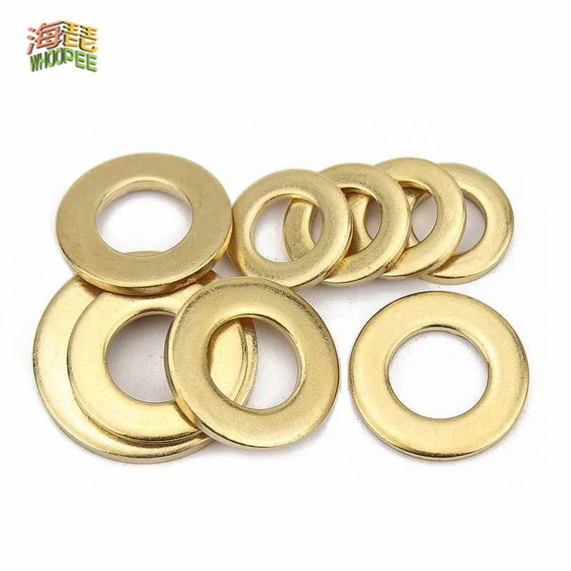 10/50pcs M2 M2.5 M3 M4 M5 M6 M8 M10 M12 M14 M16 M18 M20 GB97 DIN125 Solid Brass Copper Flat Washer Plain Gasket Pad High Quality |