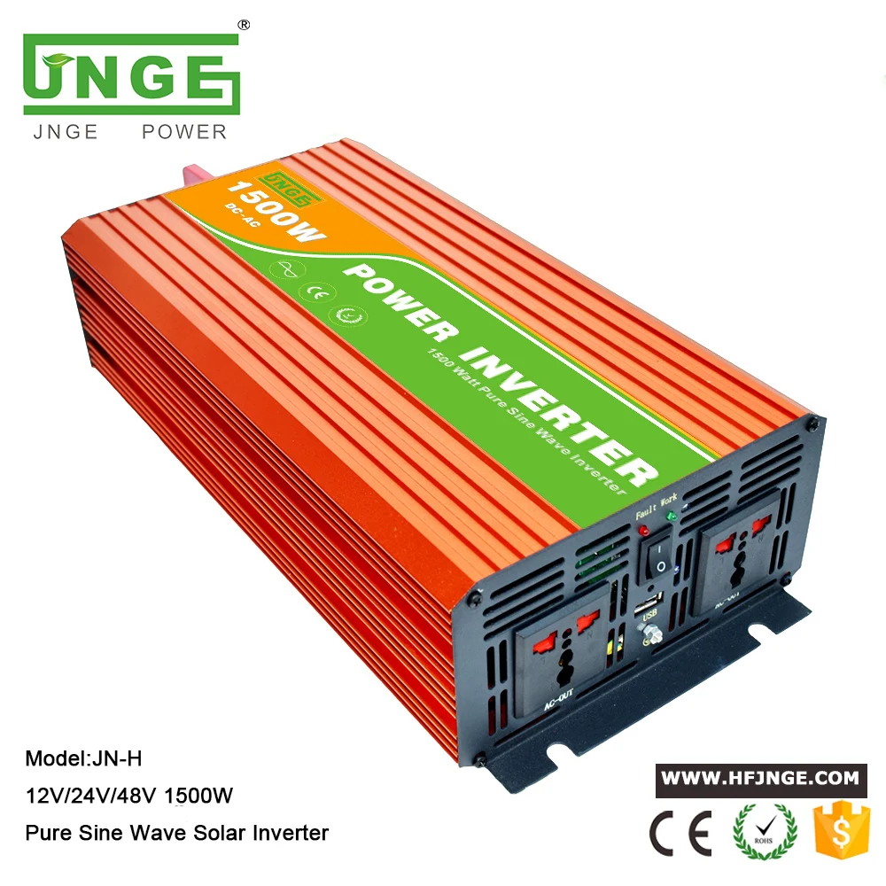 

JNGE Factory Promoting Pure Sine Wave Power Converter 1500W 12V 24V 48V 110VAC 120VAC 220VAC 230VAC Solar Inverter