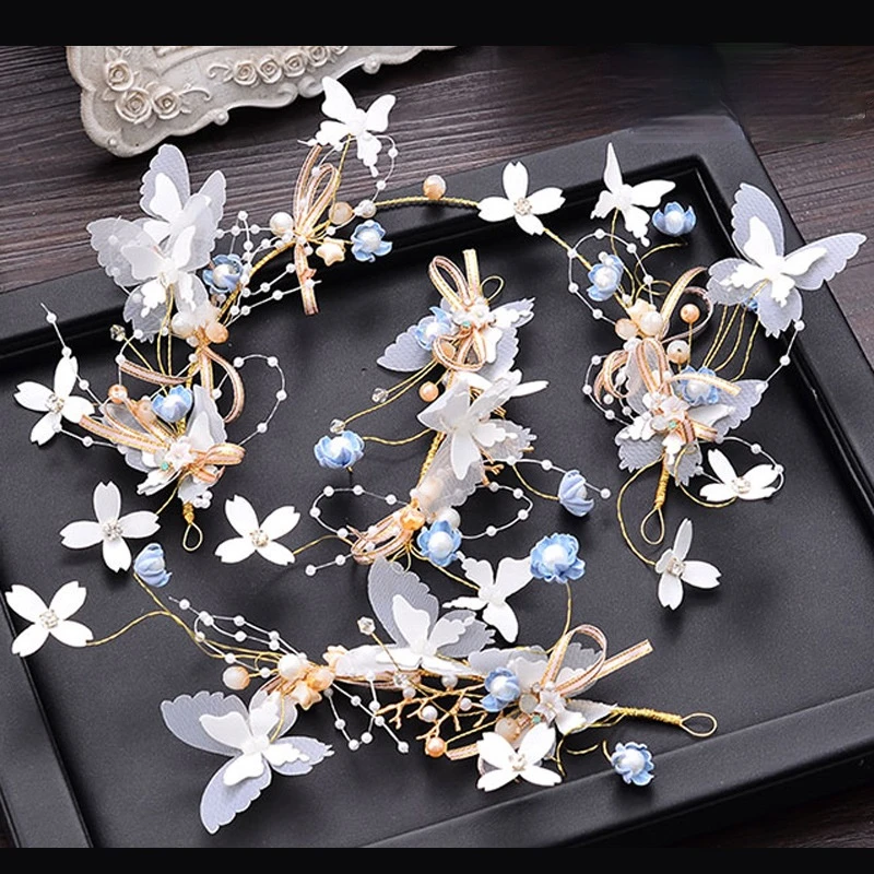 

New Bridal Headdress Mori Xianmei Chaoxian Korean Sweet Atmosphere White Yarn Wedding Garland Flower Jewelry