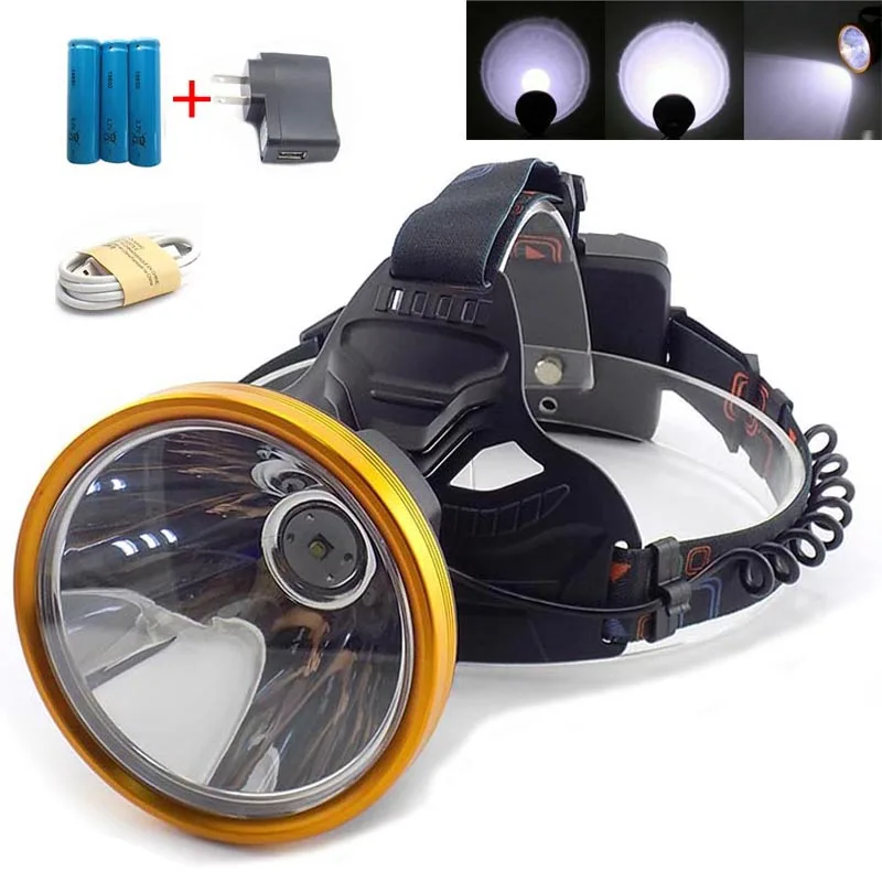 

High Power T6 LED Headlight Miner's Frontal Headlamp Flashlight USB Port Rechargeable Torches Fishing Camping Hoofdlamp