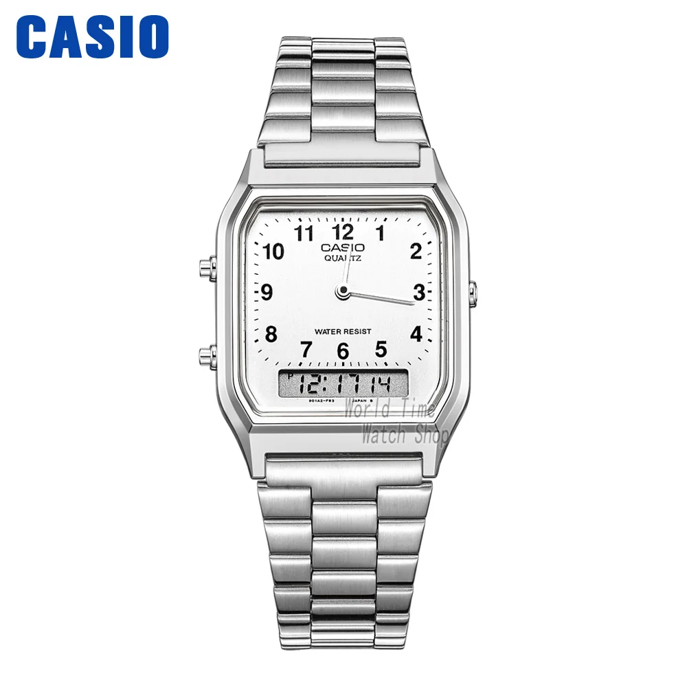 AQ230A7B Casio часы золотые часы мужчины лучший бренд класса люкс двойной дисплей водонепроницаемые кварцевые цифровые мужские часы спортивные военные наручные часы relogio masculino reloj hombre erkek kol saati montre homme - Цвет: AQ230A7B