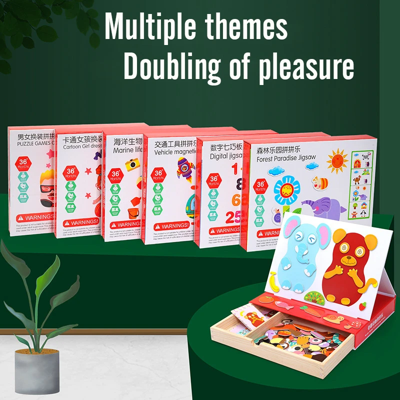 Деревянные магнитные наклейки для правописания персонажи фигурки животных