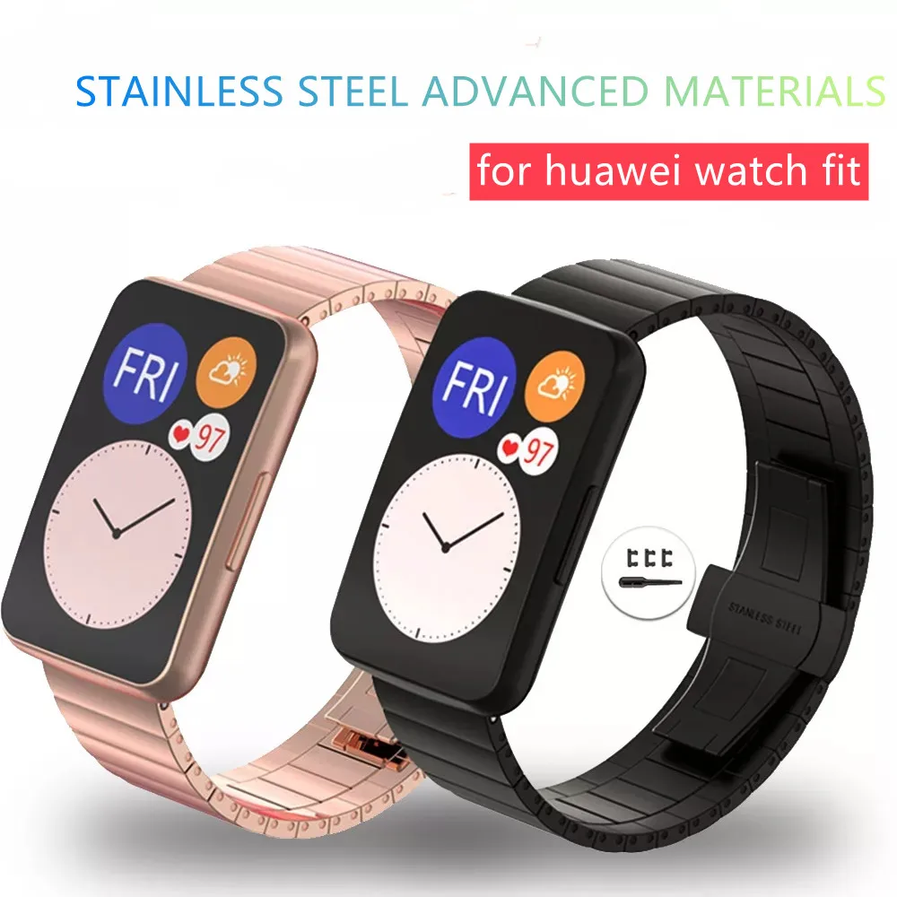 

Stainless Steel For Huawei Watch Fit Strap Metal Bracelet for Huwei Fit Watch Flexible Adjustable Buckle with Tools Watch Band