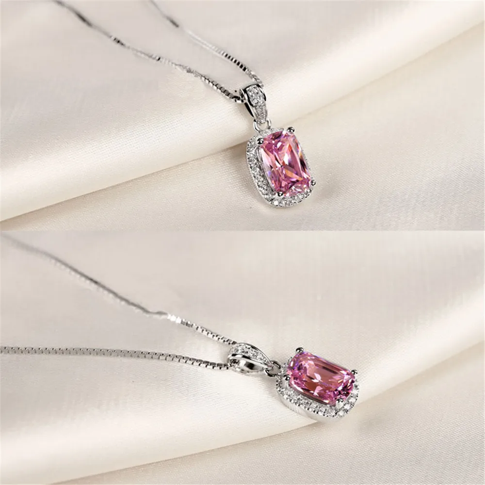 GENUINEGEM New Classic Created Moissanite 925 Sterling Silver Pendant Necklaces For Women Wedding Brand Fine Jewelry Gifts