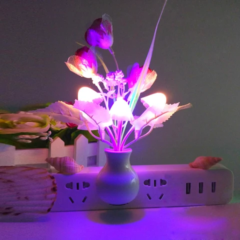Новинка, 7 цветов, Ночной светильник с американской вилкой, Индукционная лампа для грибов, грибов, люминария, 220 В, светодиодная лампа для грибов, светодиодный Светодиодный светильник s