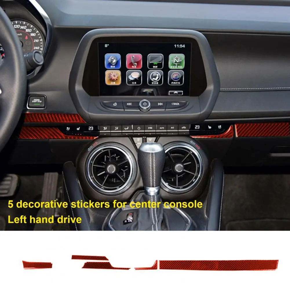 

Anti-corrosive 5Pcs/Set Light Red Interior Dashboard Panel Sticker Lightweight Panel Decal Simple Installation