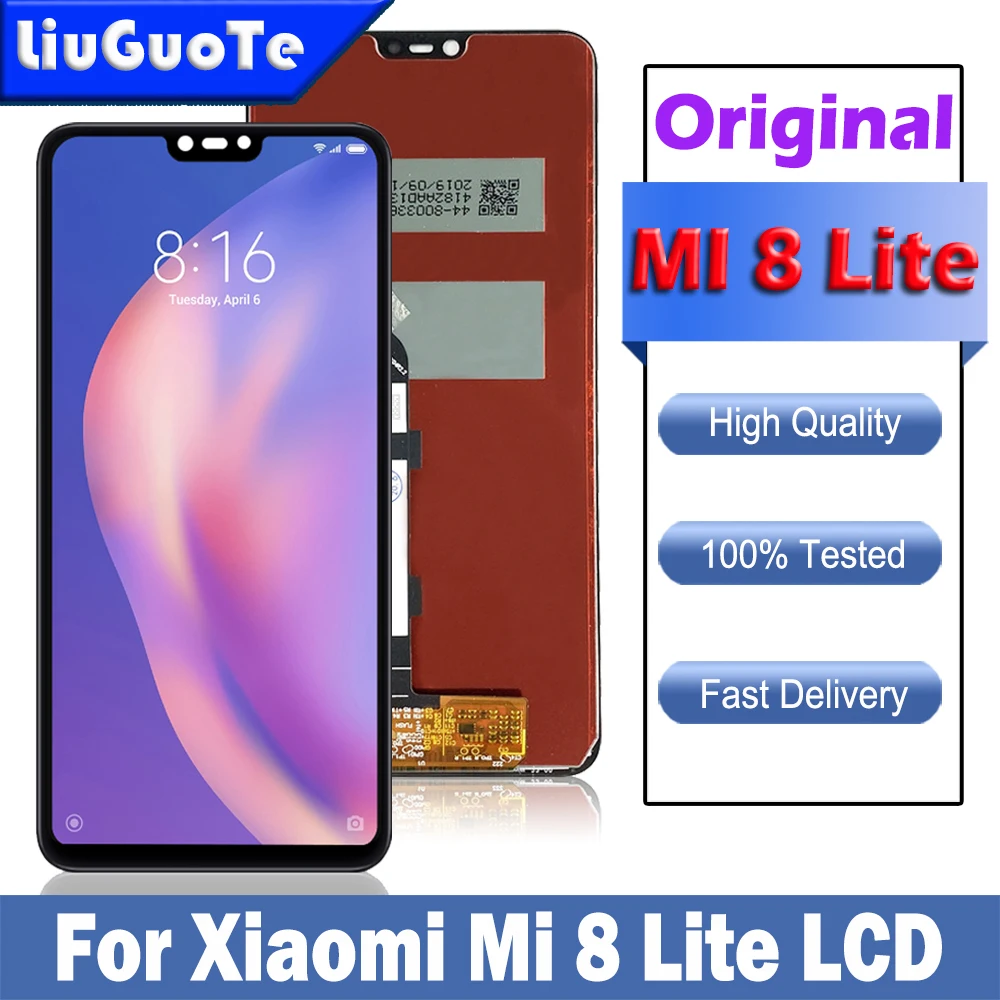 Оригинальный ЖК-дисплей для Xiaomi Mi 8 Lite сенсорный экран дигитайзер в сборе с рамкой