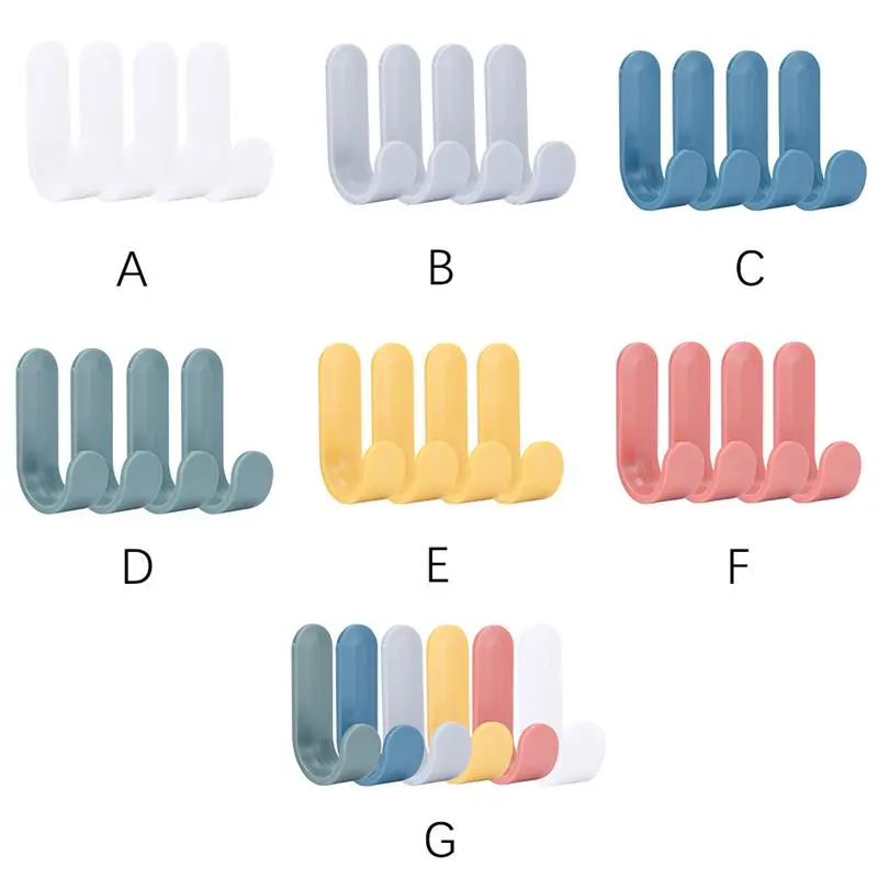 

4pcs Storage Hanger ABS Plastic Hook Self Adhesive Towel Hanger for Kitchen Bathroom