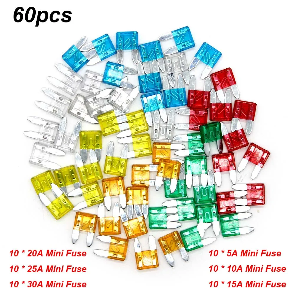 60PCS 100/60/140 ПК 2/3/5/7,5/10/15/20/25/30/35A автомобиль грузовик лезвие предохранителей AMP Пластик коробкой ассортимент с зажимом Авто лезвие Тип предохранитель комплект - Цвет: 60PCS
