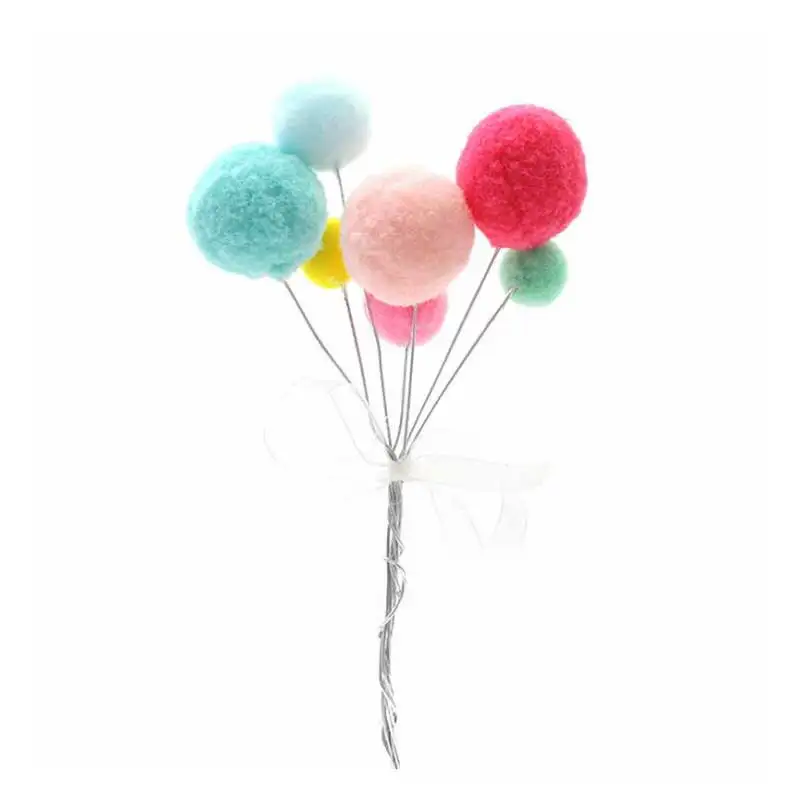Разноцветный Топпер для кексов и тортов меховой плюшевый шар искусственная