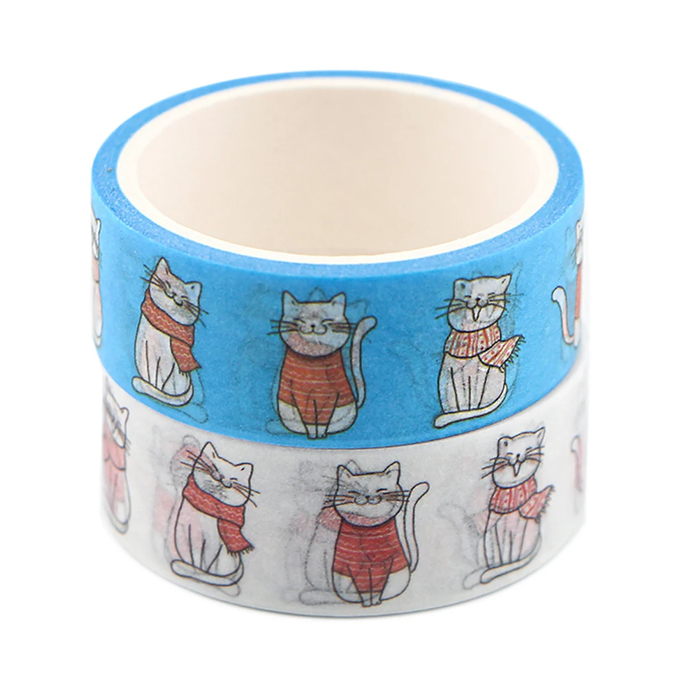 

JF638 Cartoon Cat Washi Paper Tape Adhesive Tape DIY Scrapbooking Sticker Label Masking Tape Stationery Tape