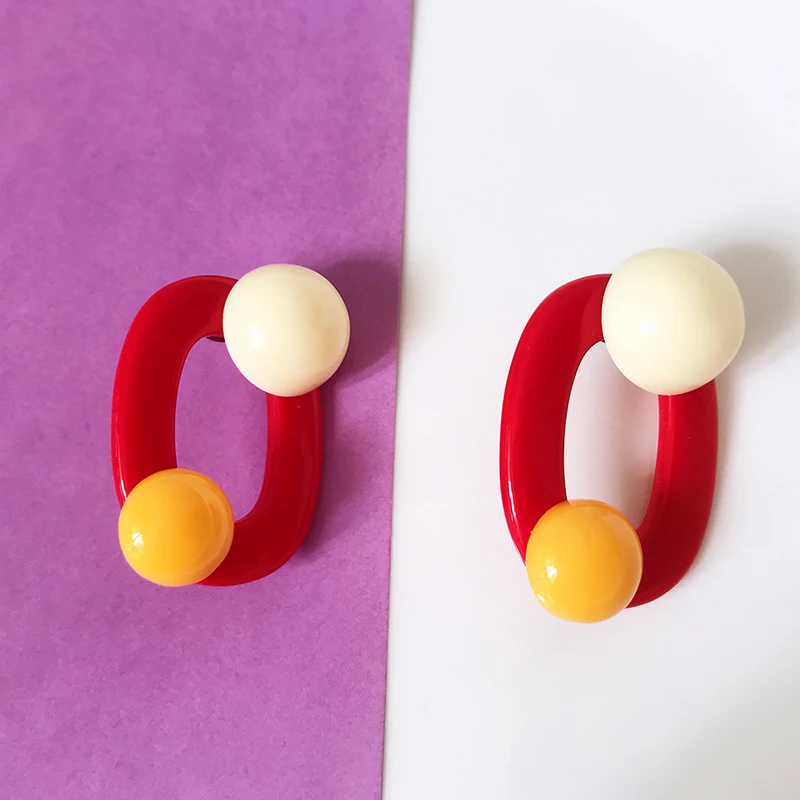 Большие модные женские серьги капли Vogallery красные желтые O образные карамельных