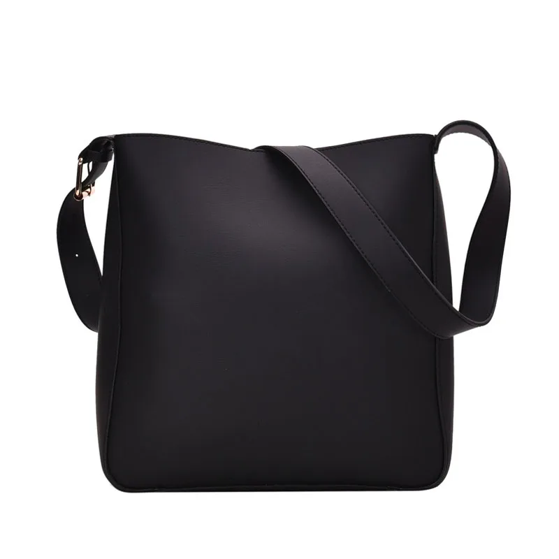 

Vintage Pu Leather Shoulder Bags for Women Fashion Large Capacity Crossbody Bags Women's Solid Color Bucket Handbag