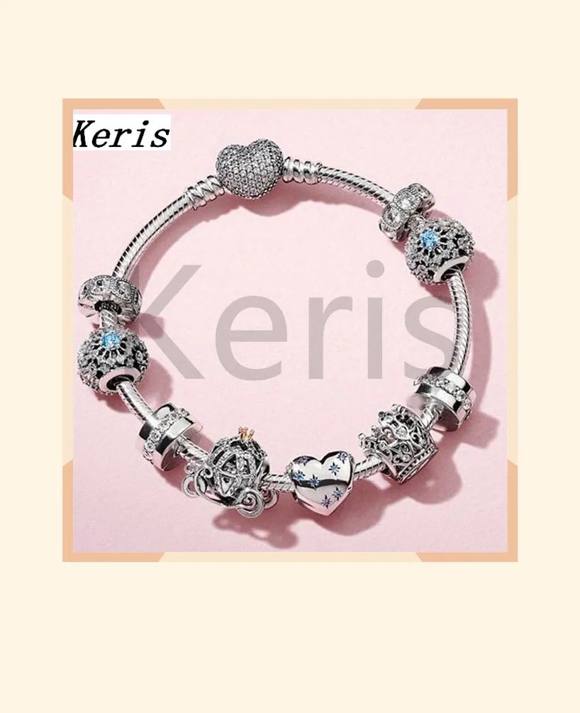 Высококачественная 1:1 100% серебряная подвеска сердца с короной автомобиля изолирующий элемент для создания браслета на веревке бесплатно.