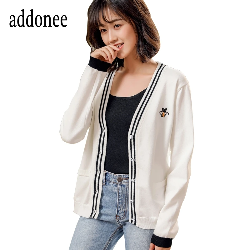 Женский трикотажный кардиган с V образным вырезом на весну/Осень/зиму| |