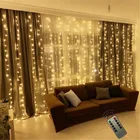 СВЕТОДИОДНАЯ Гирлянда-занавеска с дистанционным управлением, 6x2,5 м, светодиодов