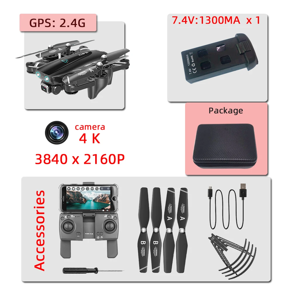 2.4G GPS 4K bag Квадрокоптер 4K Дрон профессиональные игрушки дроны gps/Нет gps селфи rc вертолет с камерой S167 드론 для детей VS SG906 X8 - Цвет: 2.4G GPS 4K bag