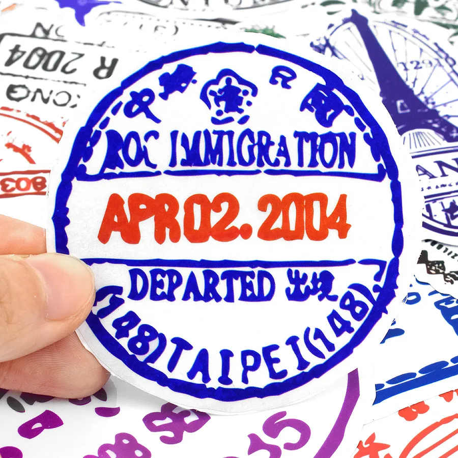 50 шт. прозрачные ПВХ наклейки-штампы для чемоданов ноутбуков гитар велосипедов