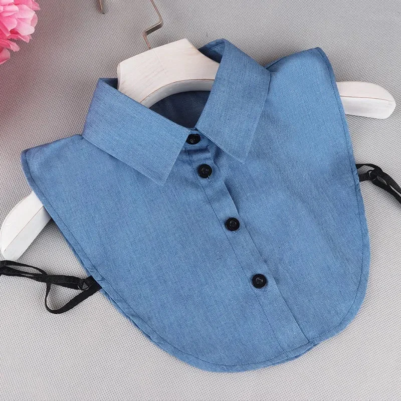 

2021 New Fashion Clothing Accessories Denim Shirt Solid Color Fake Collar One Size Women Clothes Detachable Vintage Shirt Collar