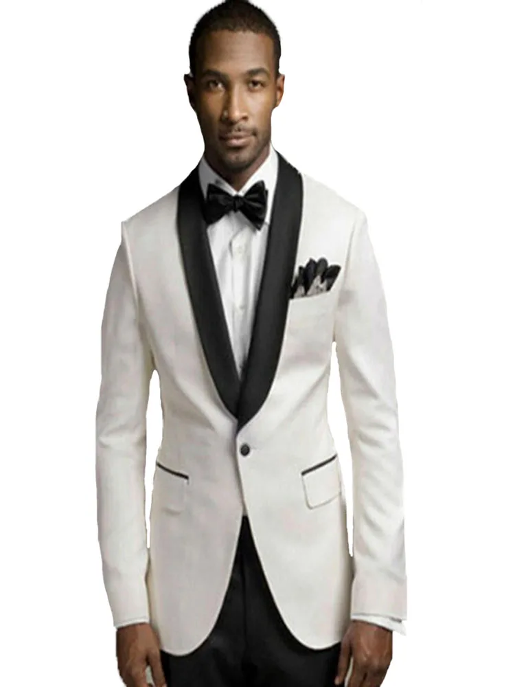 

2020 современные мужские костюмы с лацканами и шалью цвета слоновой кости свадебный смокинг для жениха мужской индивидуальный деловой мужск...