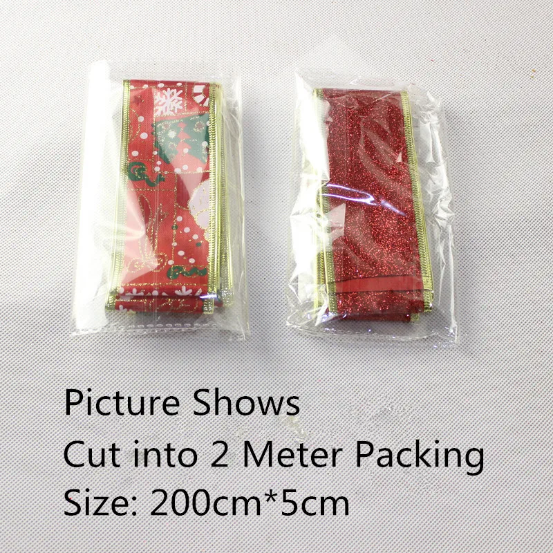 200 см Золотая Звезда Пряжа Ленты Рождественская елка Декор Рождественский бант