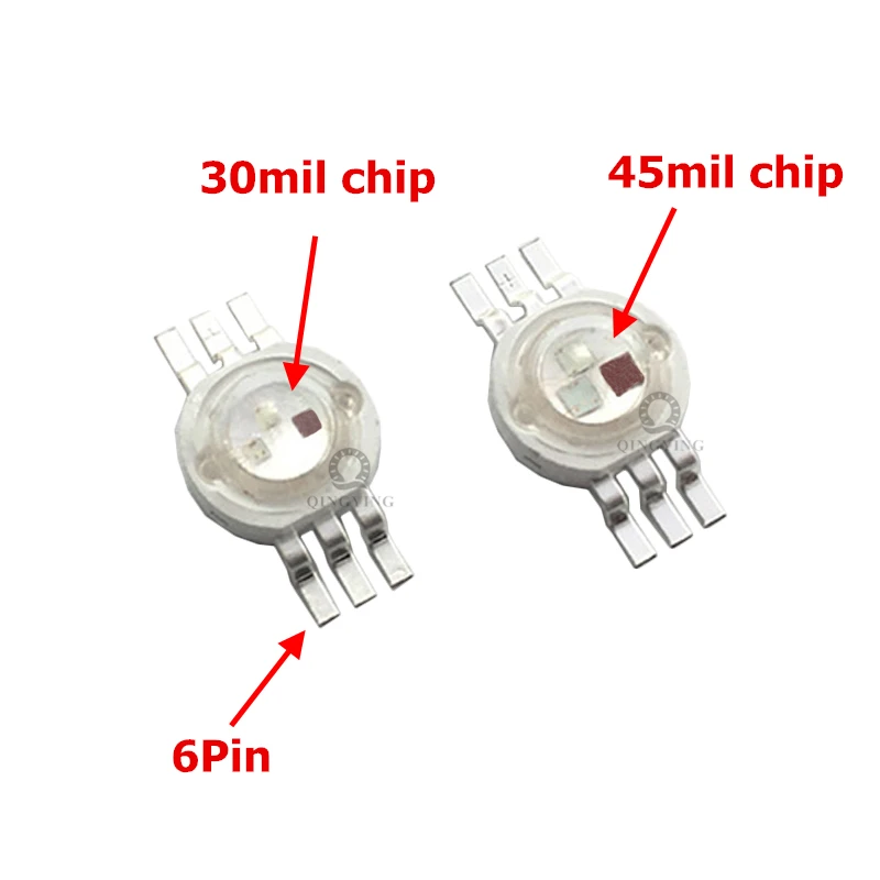5 шт.-20 шт. 1 Вт 3W светодиодный RGB высокой мощности светодиодный лампочка 4pin 6pin 30mil 45mil красный зеленый синий чип сценическая лампа чипы отличное качество