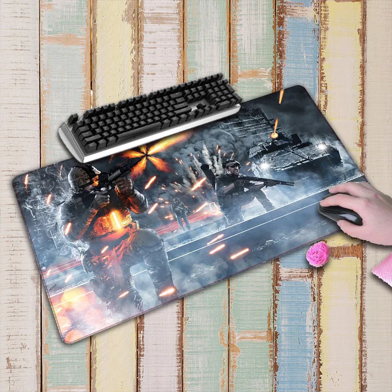 Бесплатная доставка Battlefield резиновая коврик для мыши большой замок край игровой