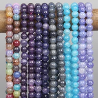 blue purple natural agates beads 8mm cracked round loose spacer bead diy handmade bracelets for jewelry making 15 finding