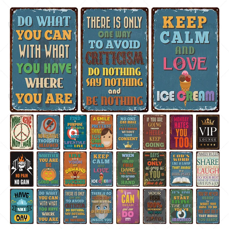 

Iron Metal Poster Tin Sign Plate Motivational Quote Family Rule Plaque Love & Happy Quote Home Decor Wall Bar House Decoration