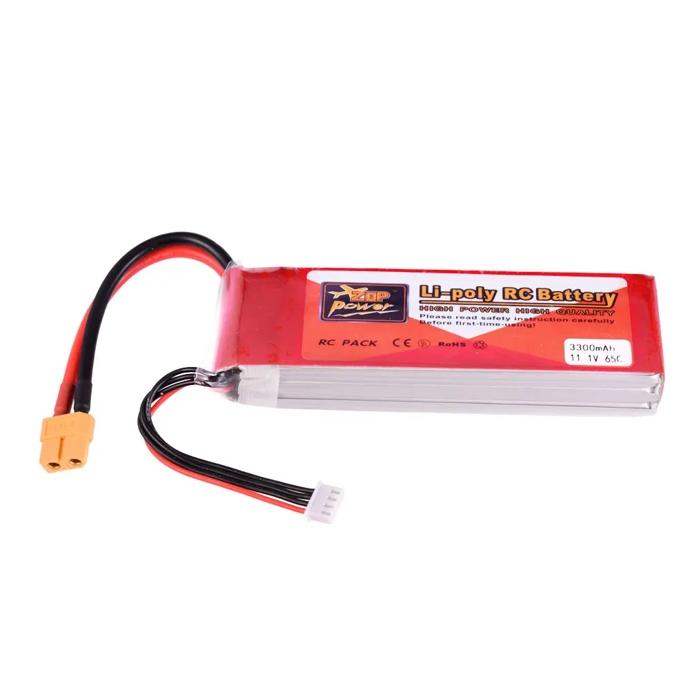 

ZOP Power 11.1V 65C 3300mAh 3S Lipo Battery XT60 Plug Rechargeable for RC Racing Drone Quadcopter Helicopter Car Boat