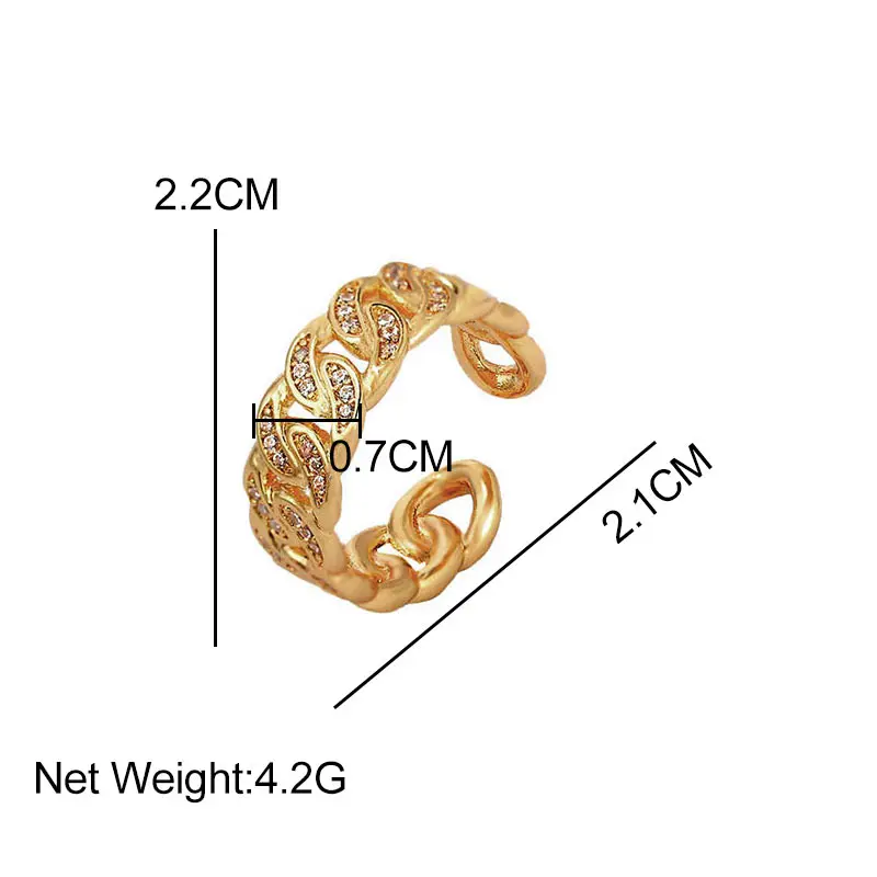 

Punk Shiny Crystal Hollow Twist Design Finger Rings For Women Men Gold Silver Color Brass Cuban Open Rings Trendy Party Jewelry