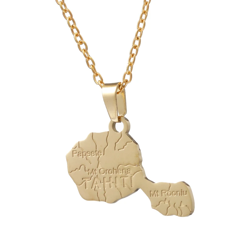 Ожерелье из нержавеющей стали с подвеской в виде карты рониу для мужчин и женщин -