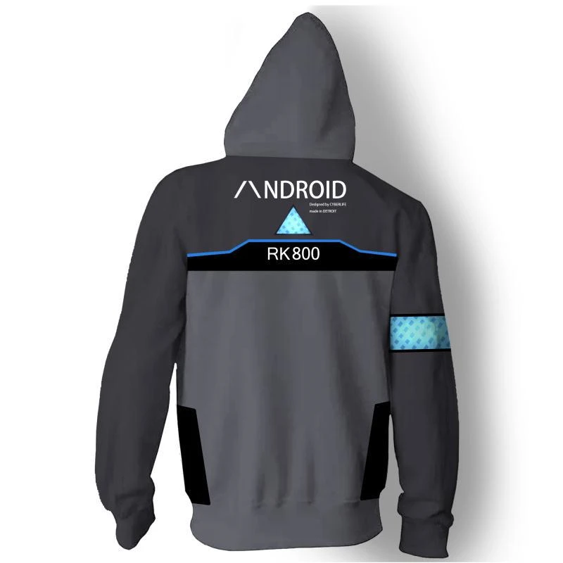 Игра Детройт стать человеком Коннор RK800 3D принт Толстовка Косплей Костюм Весна