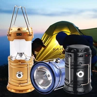 3 in 1 camping lantern solar power 2 led light source poweful portable outdoor tent light lamp led flame lantern flashlights