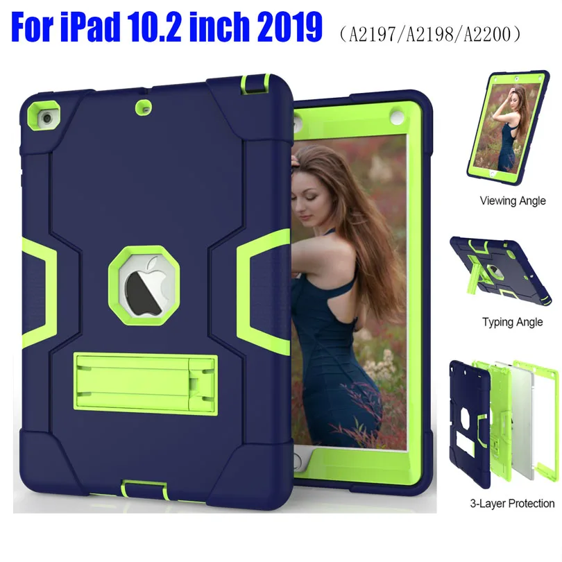 Защитный чехол для iPad 10 2 дюймов 2019 iPad7 сверхпрочный Силиконовый ТПУ + ПК Жесткий