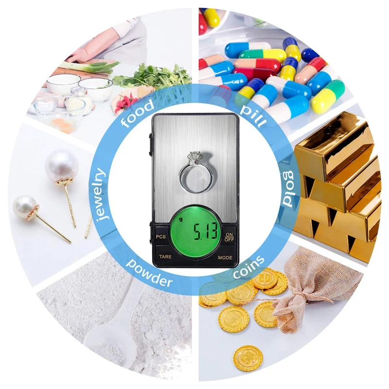 

Digital Mini Scale High Precision 500G x 0.01G Electronic Smart with LCD Backlit Display Pocket Scale for Jewelry,Food