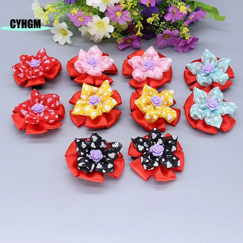 Оптовая продажа новые милые заколки для волос из шелковой ленты девочек